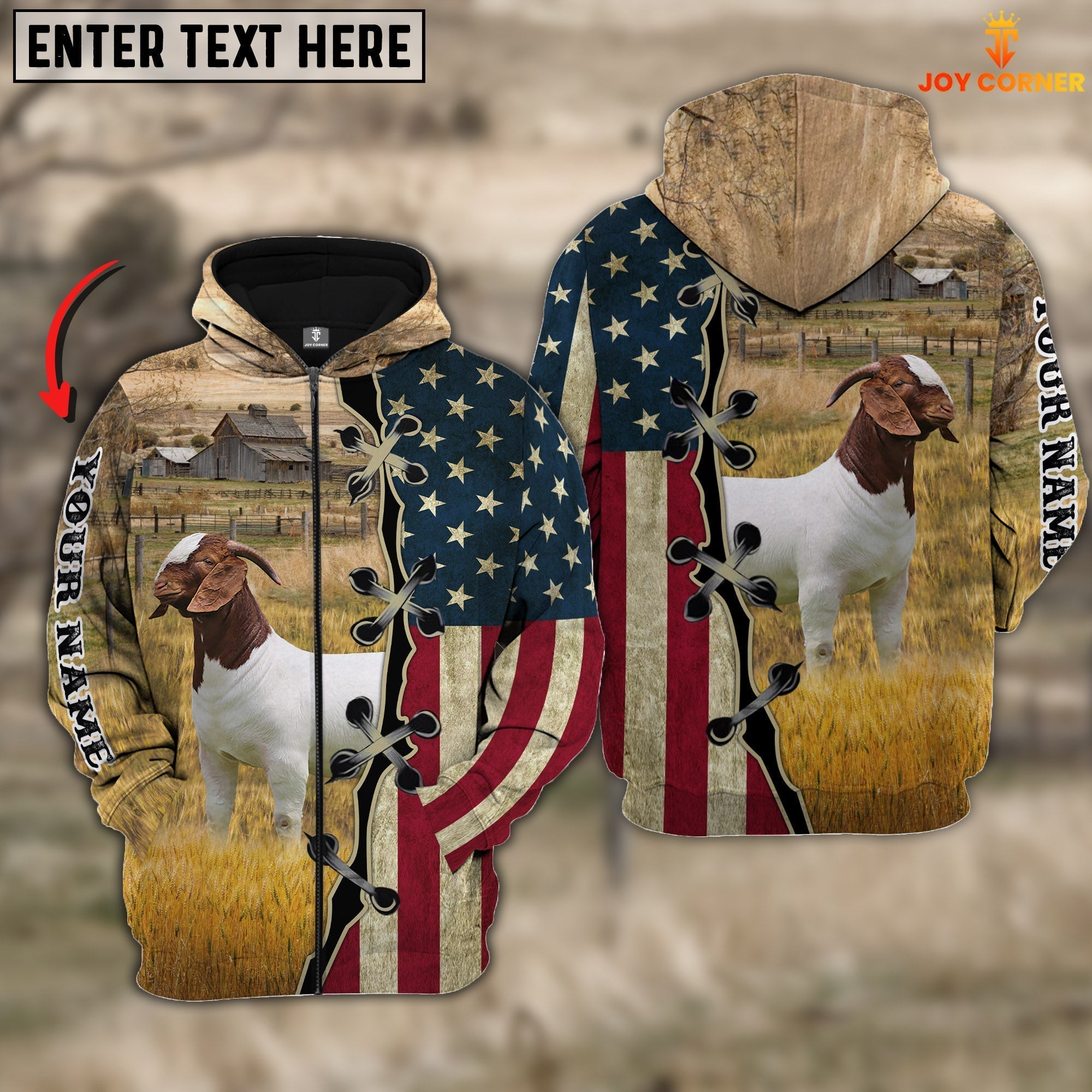 Boer On Farms Custom Name American Flag 3D Shirt