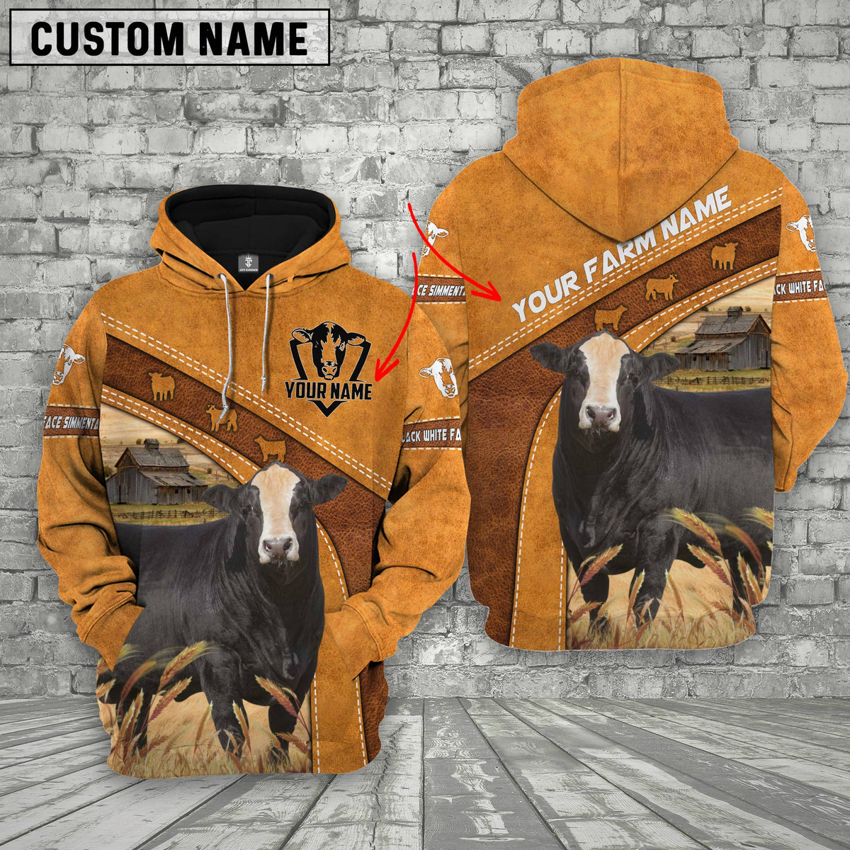 Farm Custom Name Black White Face Simmental Hoodie