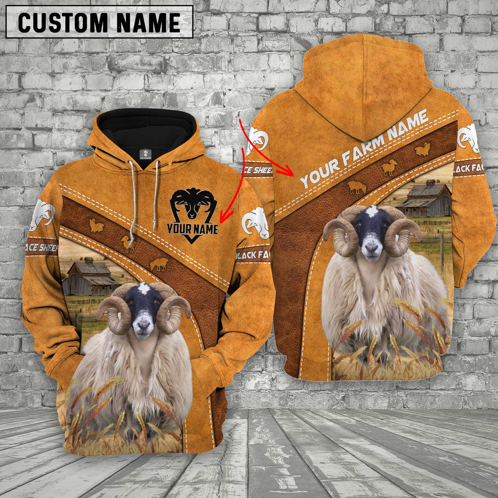 Personalized Name Farm Black Face Sheep 3D Hoodie