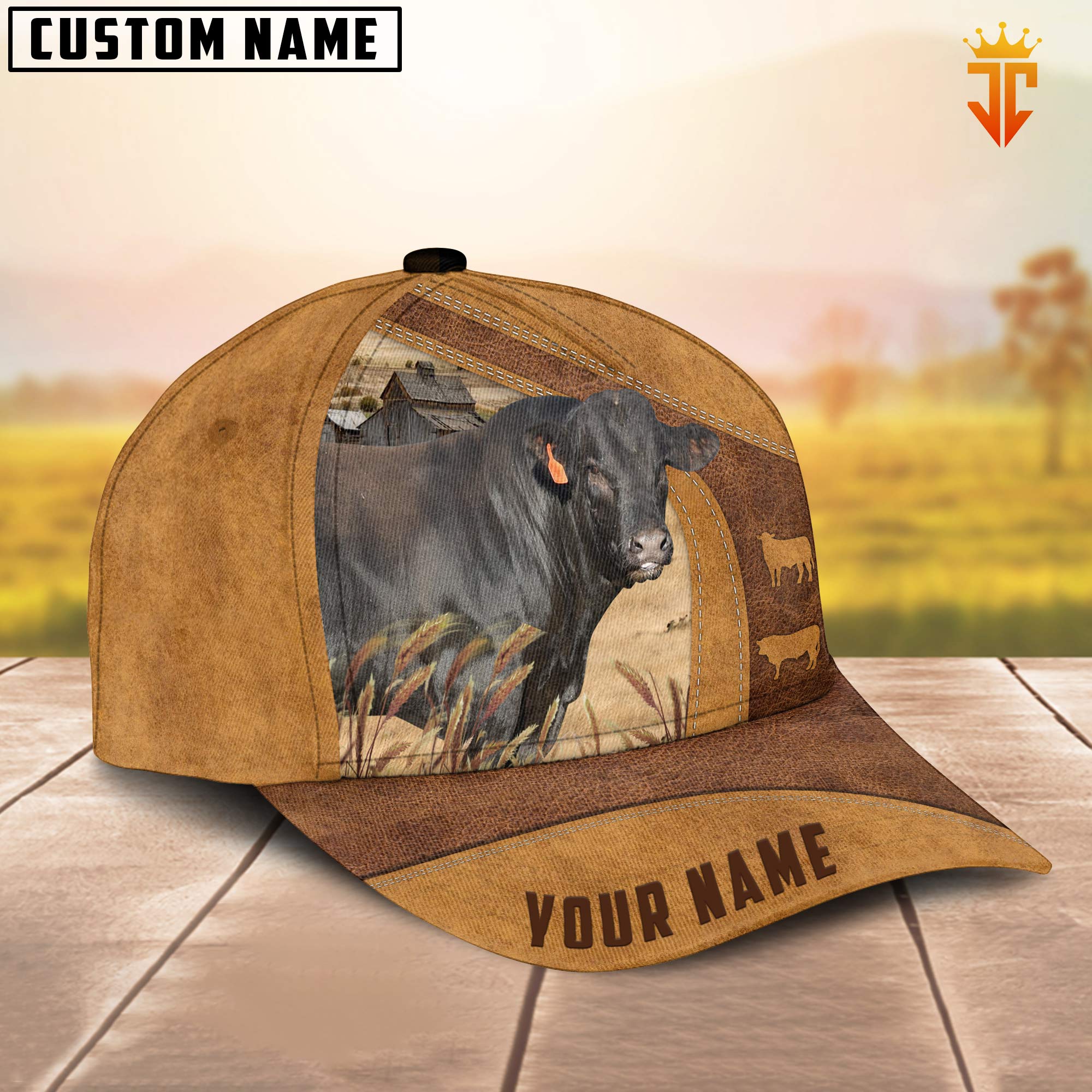 Custom Name Black Limousin Cattle Cap
