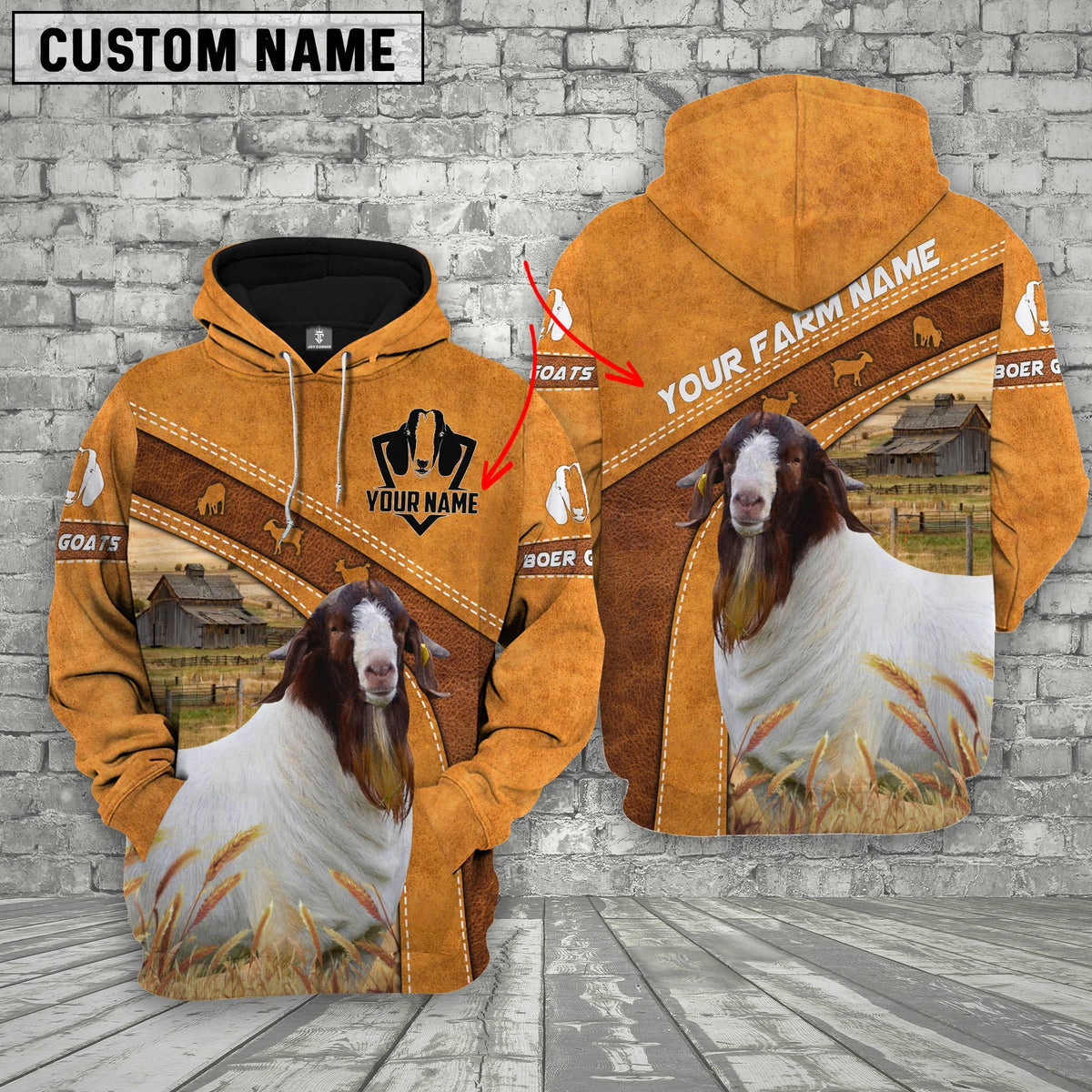 Personalized Name Boer Goats All Over Printed 3D Retro Hoodie