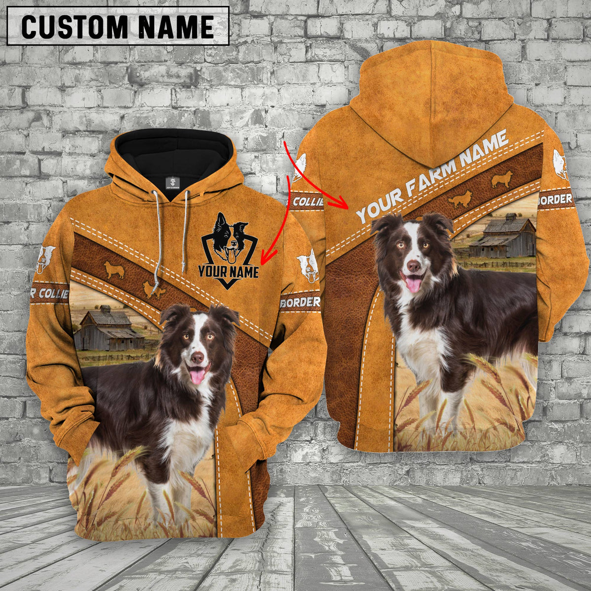 Personalized Name Border Collie Cattle Hoodie