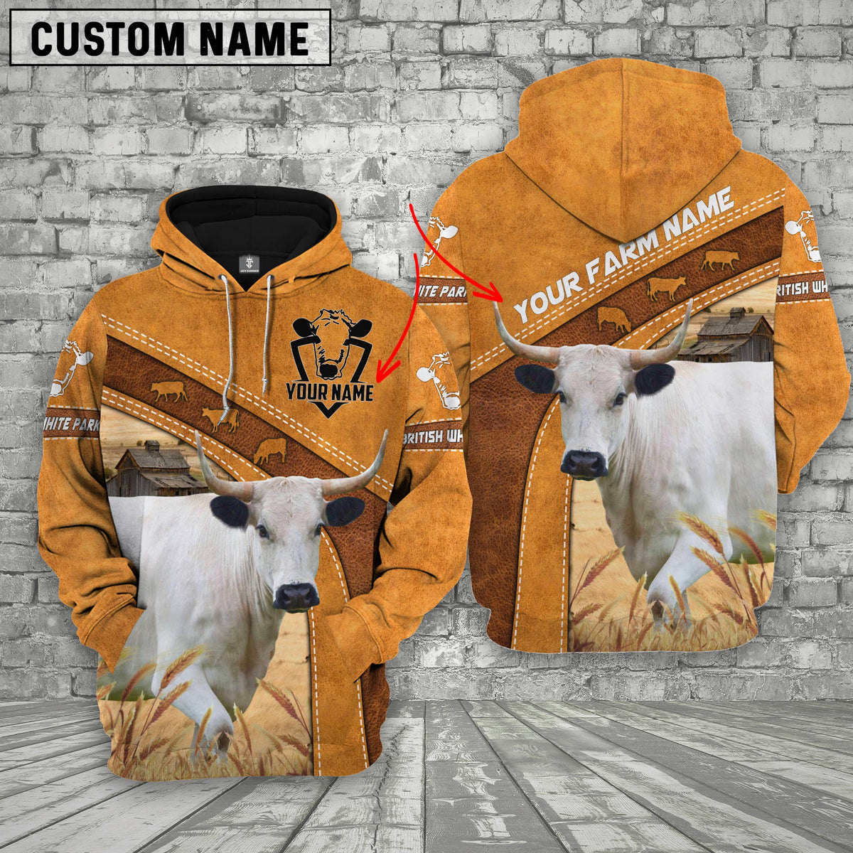 Personalized Name 3D British White Park Hoodie