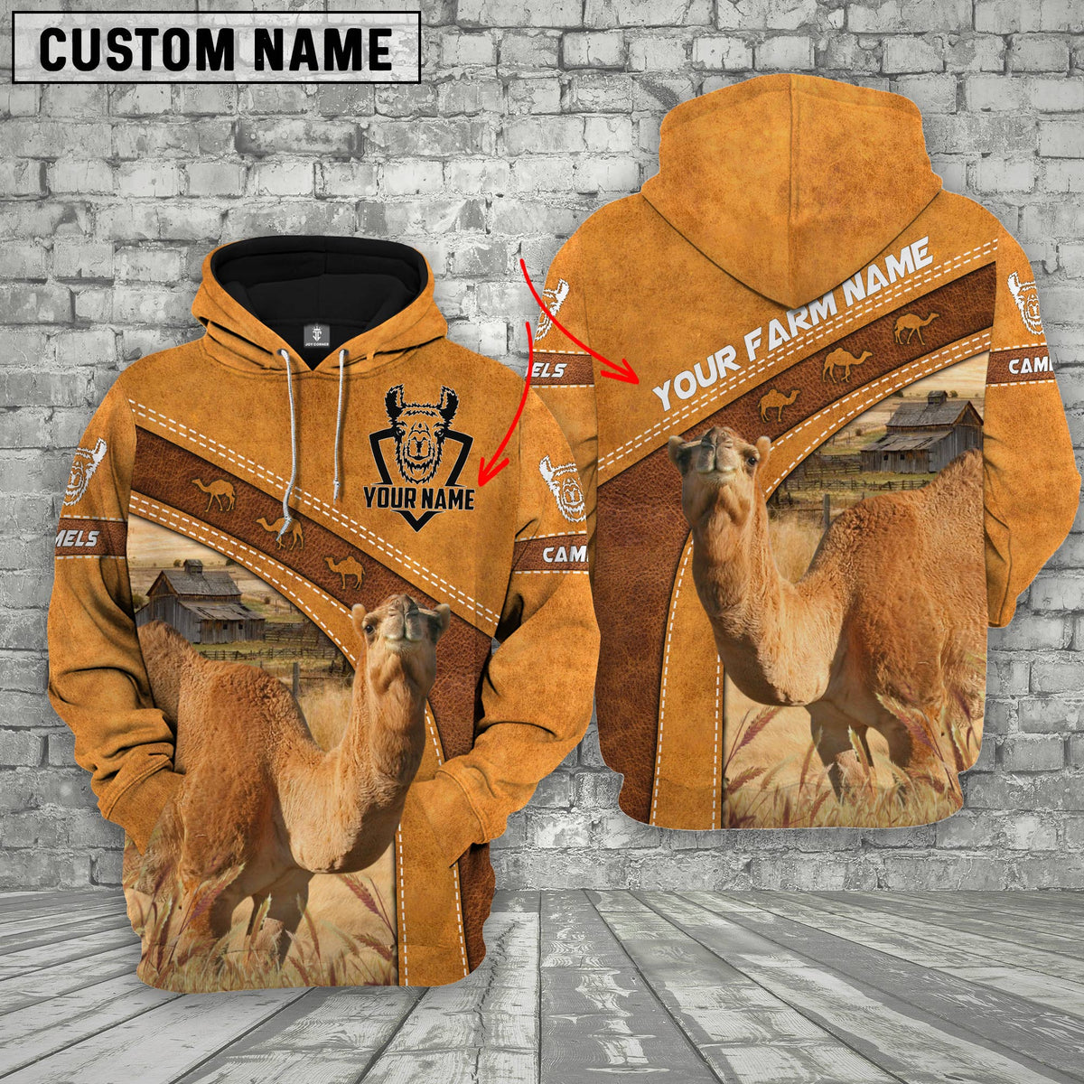 Personalized Name 3D Camels Hoodie