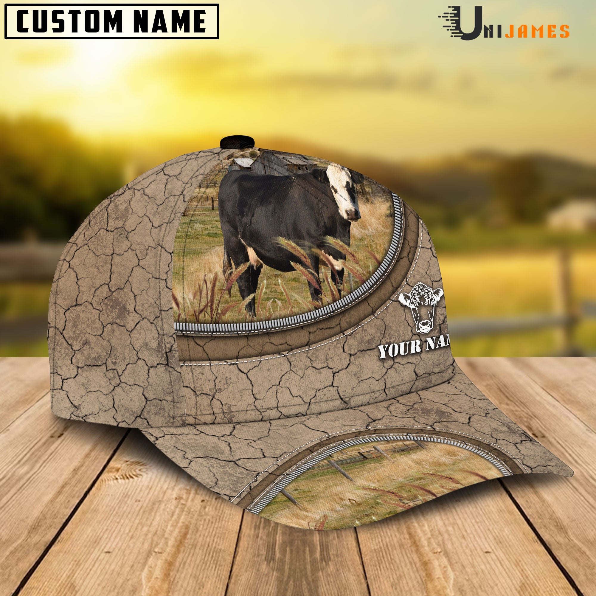 Black Hereford Happiness Farming Life Customized Name Cap