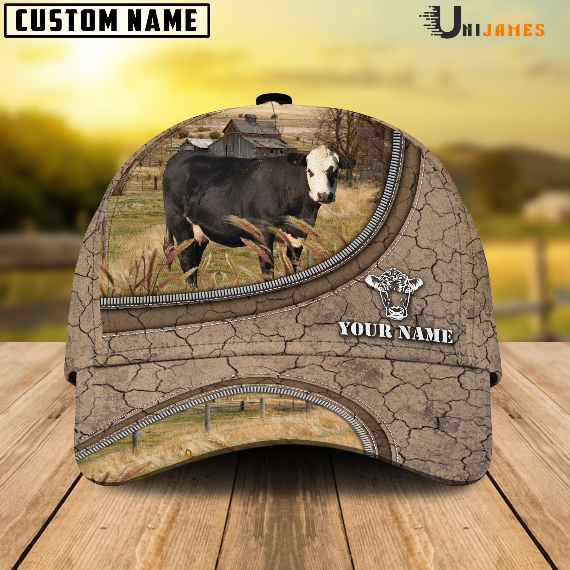 Black Hereford Happiness Farming Life Customized Name Cap
