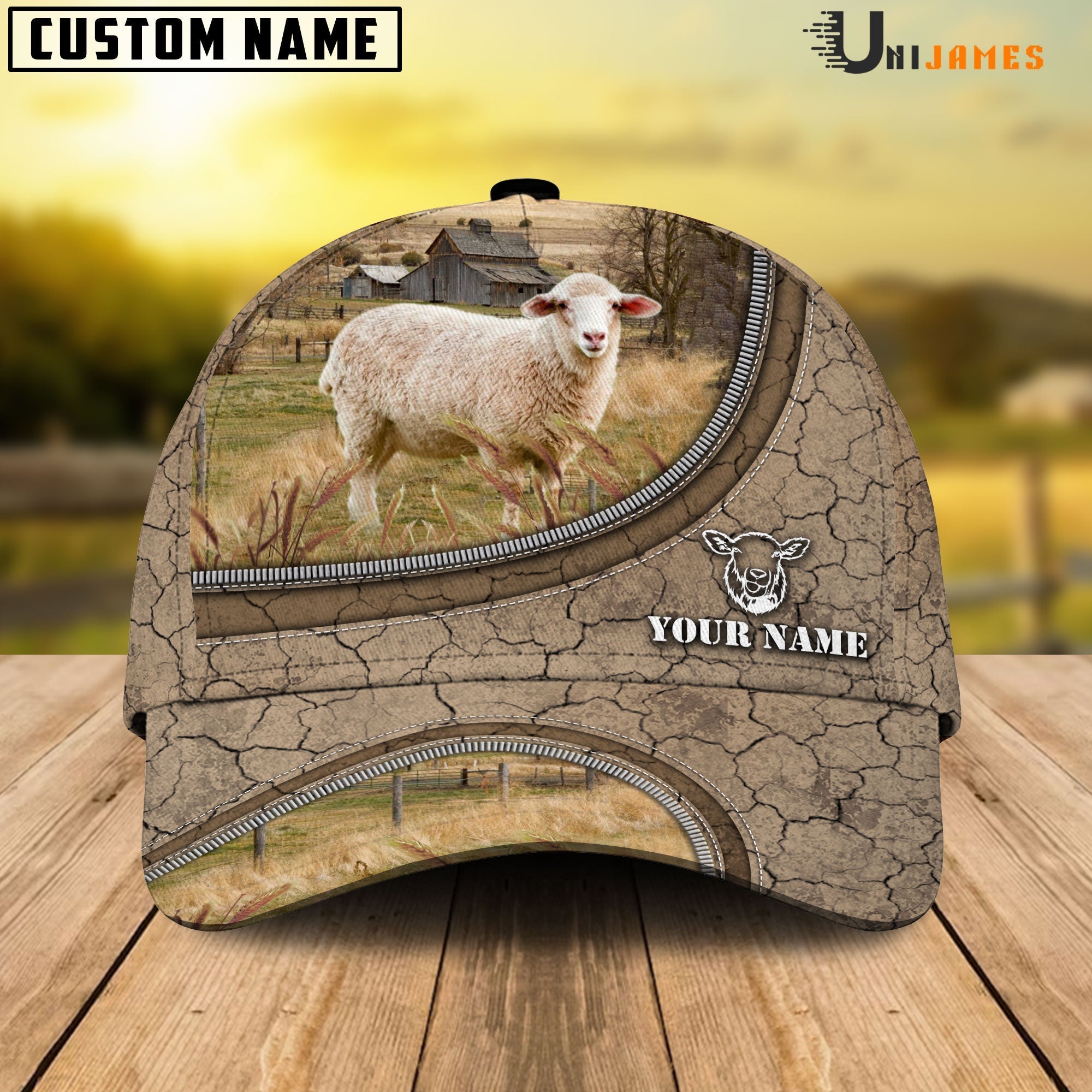 Sheep Happiness Farming Life Customized Name Cap