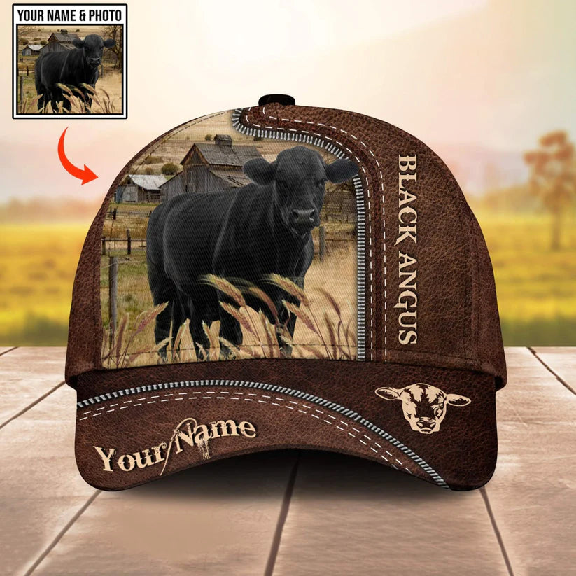 Custom Image, Custom Text Leather Pattern Customized Name Cap