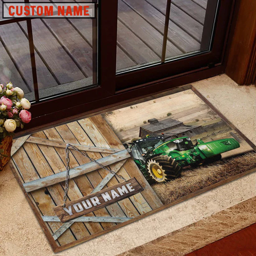 Farm Tractor Barn Custom Name Doormat