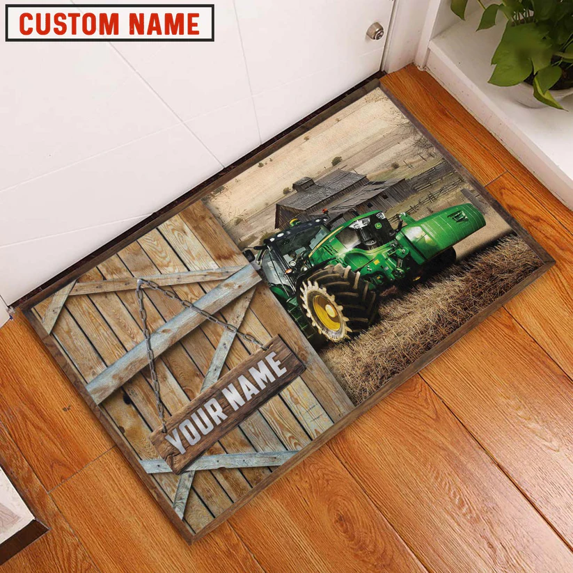 Farm Tractor Barn Custom Name Doormat