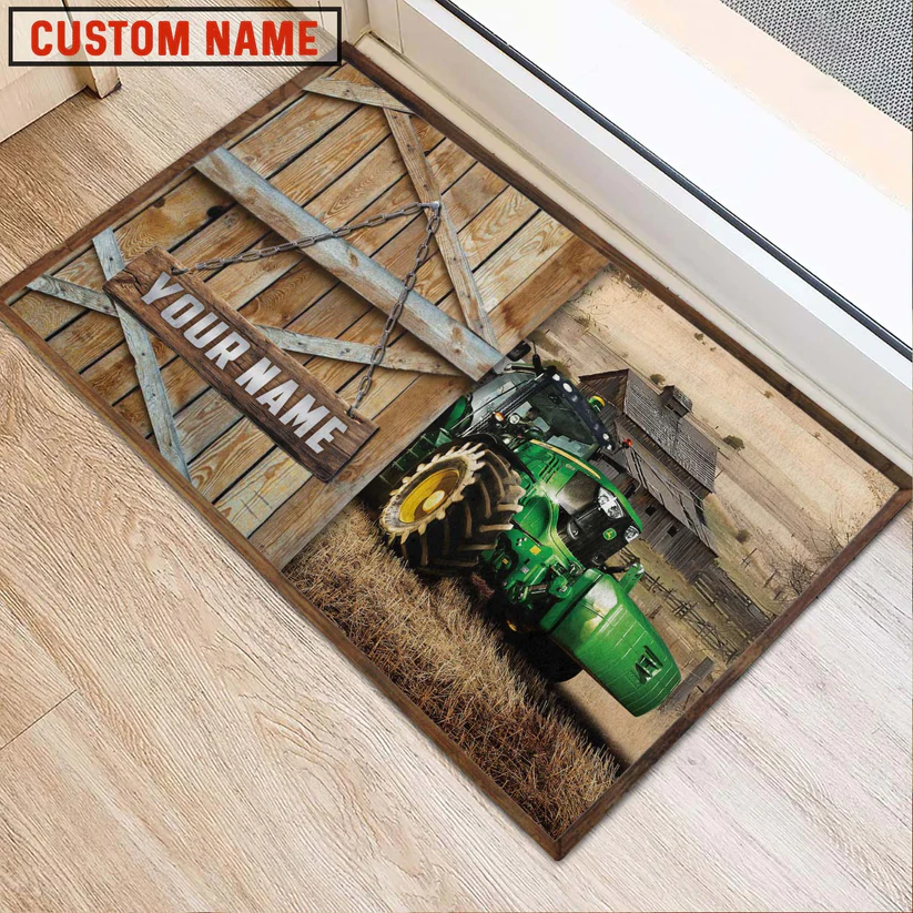Farm Tractor Barn Custom Name Doormat