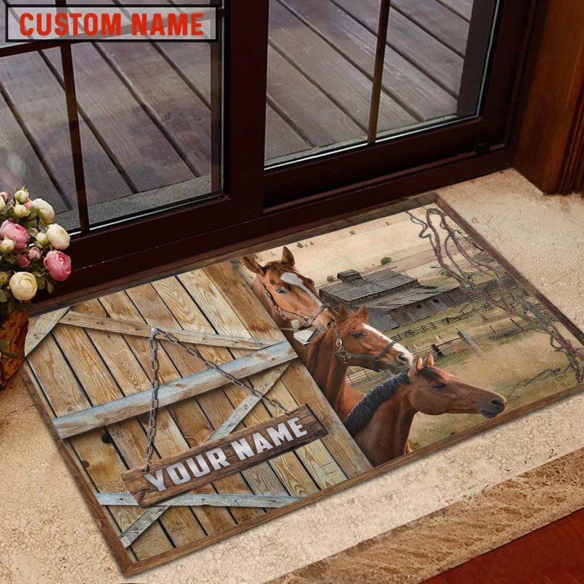 Horse Barn Custom Name Doormat
