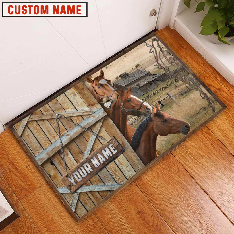 Horse Barn Custom Name Doormat