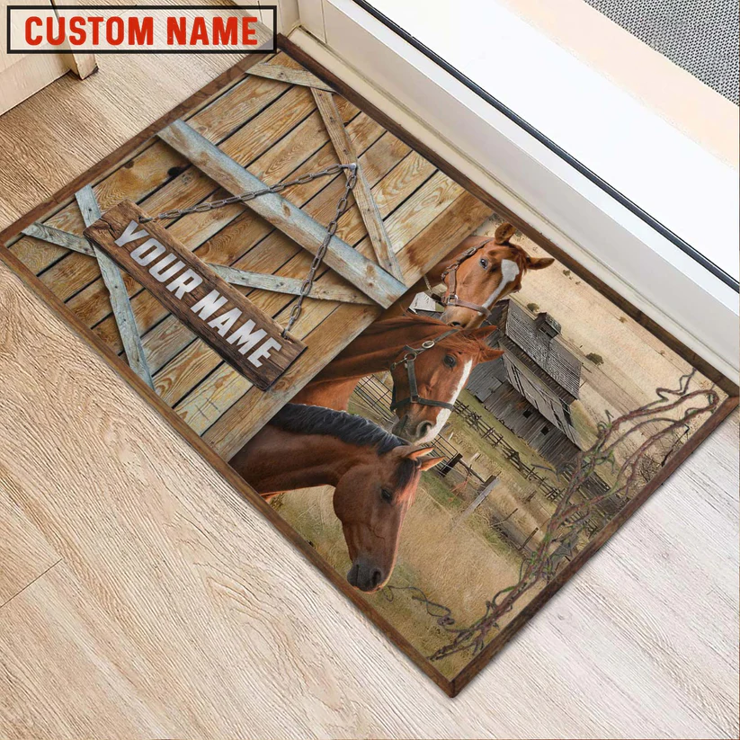 Horse Barn Custom Name Doormat