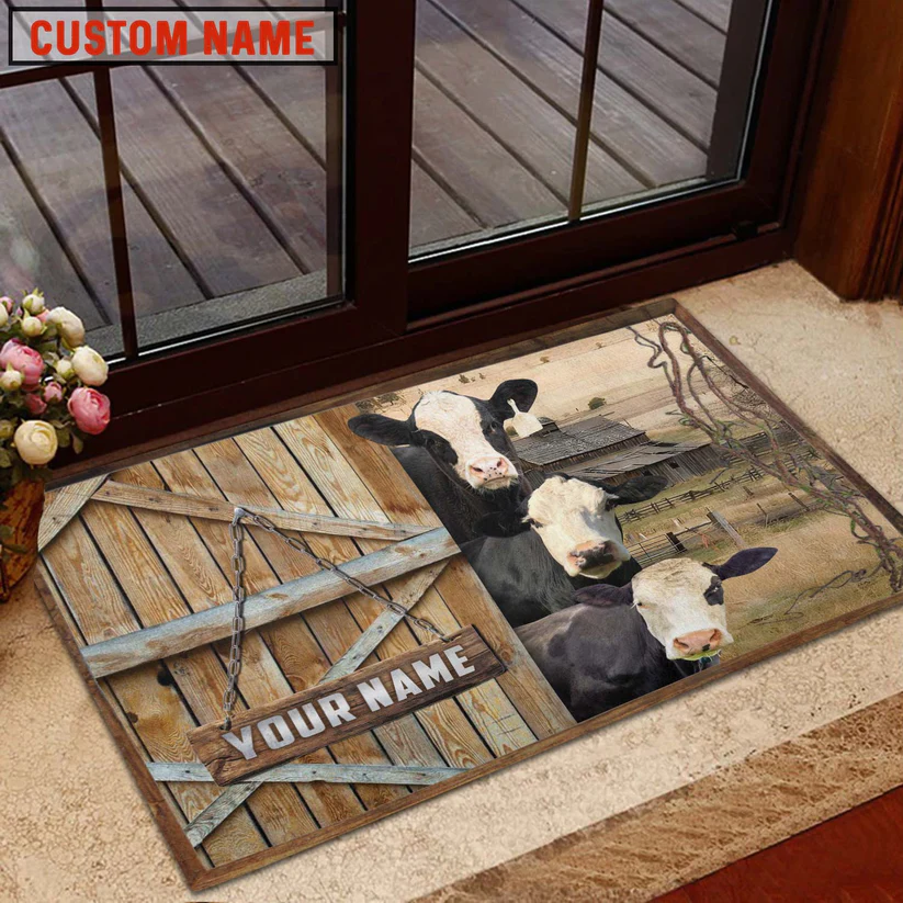 Black Baldy Barn Custom Name Doormat