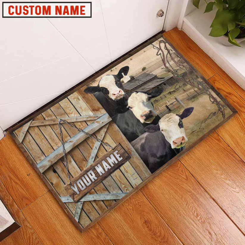 Black Baldy Barn Custom Name Doormat