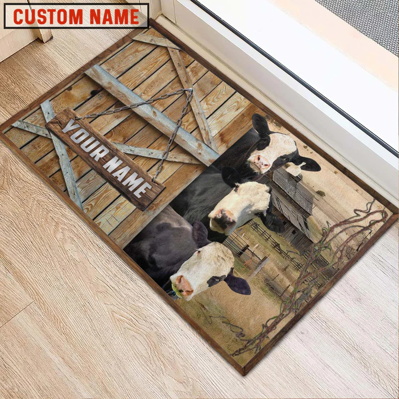 Black Baldy Barn Custom Name Doormat