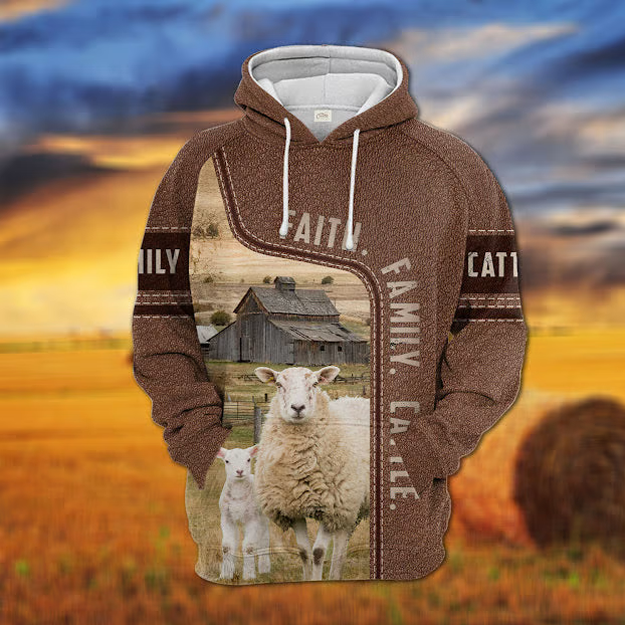 Sheep Faith Family Cattle Personalized 3D Hoodie