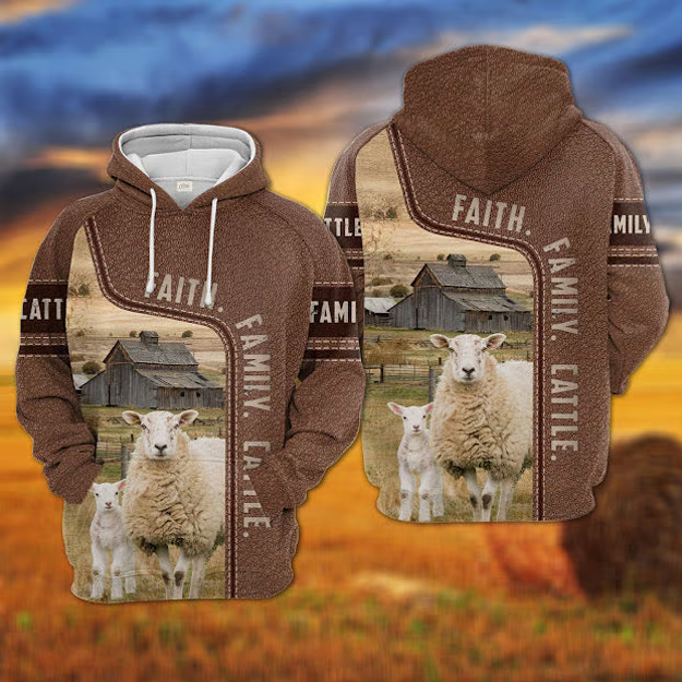 Sheep Faith Family Cattle Personalized 3D Hoodie