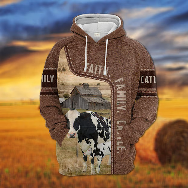 Holstein Faith Family Cattle Personalized 3D Hoodie