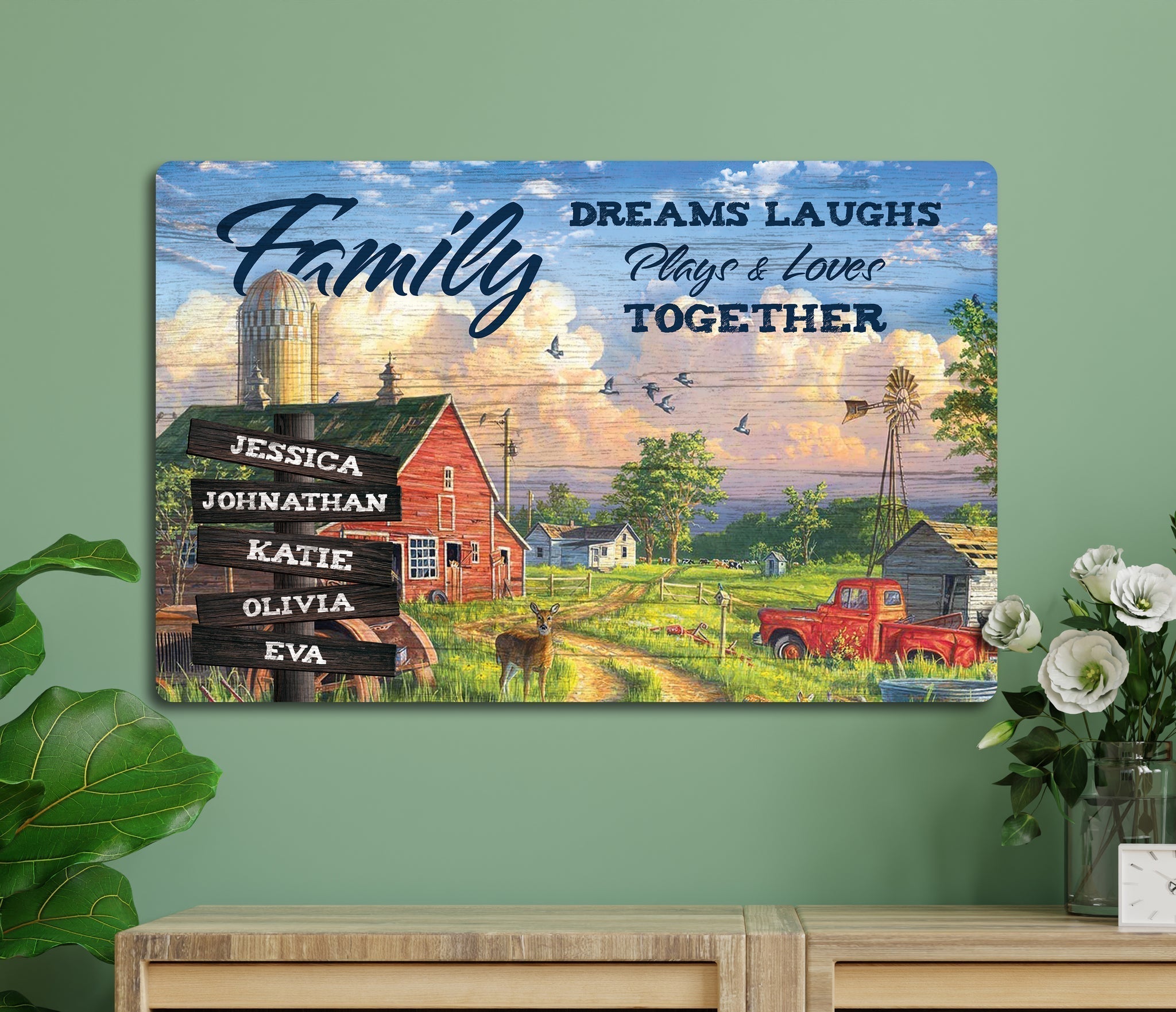 Custom Names And Date Wood Sign - Family Home Decor