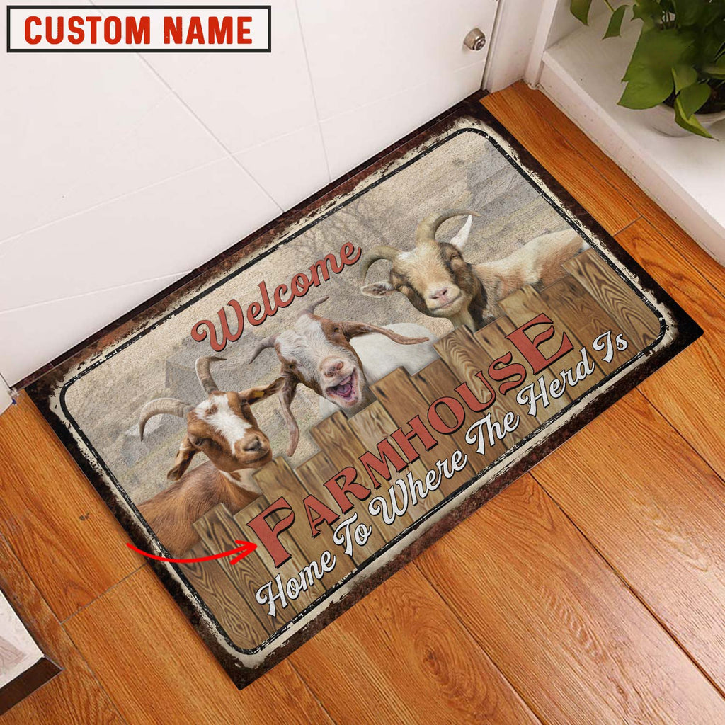Goat Welcome Custom Name Doormat