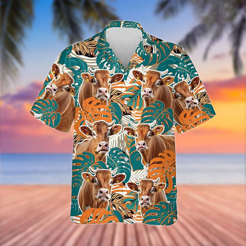Guernsey Blue 3D Hawaiian Flower Shirt