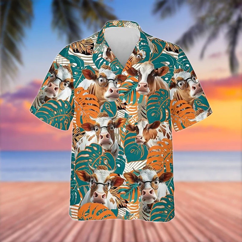 Shorthorn Blue 3D Hawaiian Flower Shirt