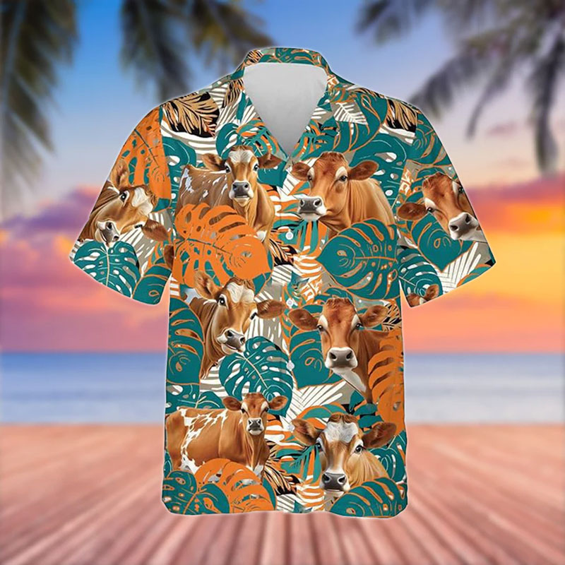 Jersey Blue 3D Hawaiian Flower Shirt