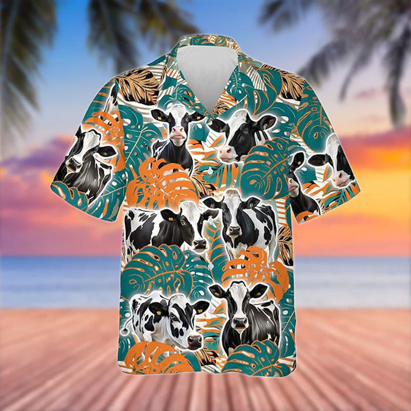 Holstein Blue 3D Hawaiian Flower Shirt