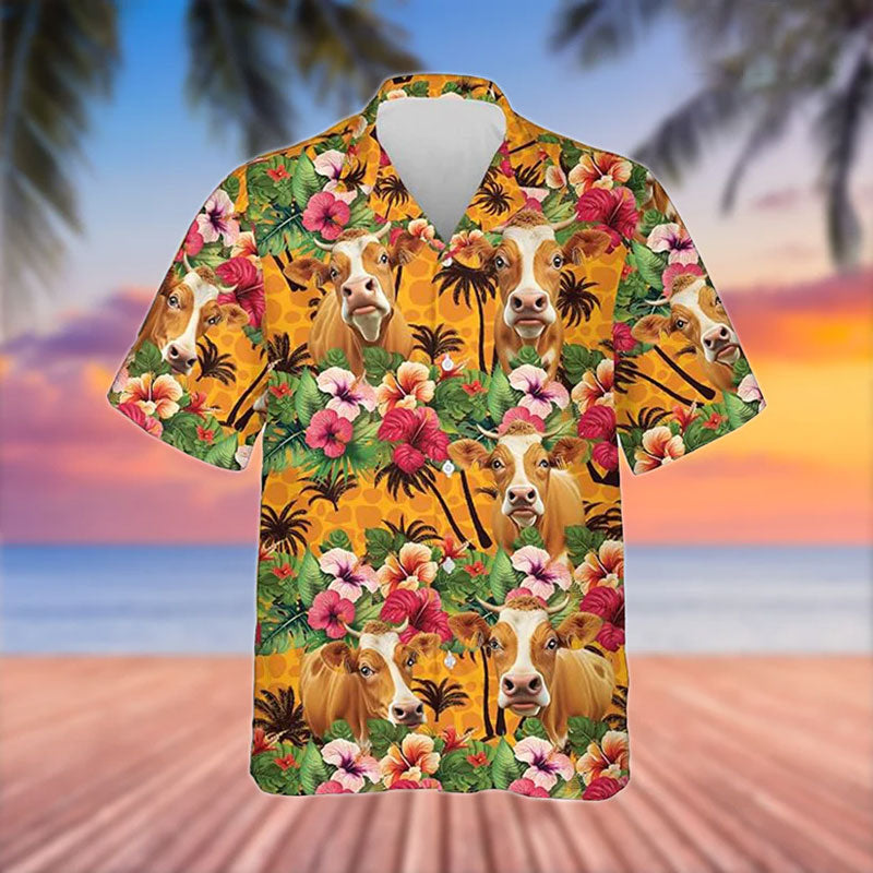 Limousin Cattle 3D Hawaiian Flower Shirt