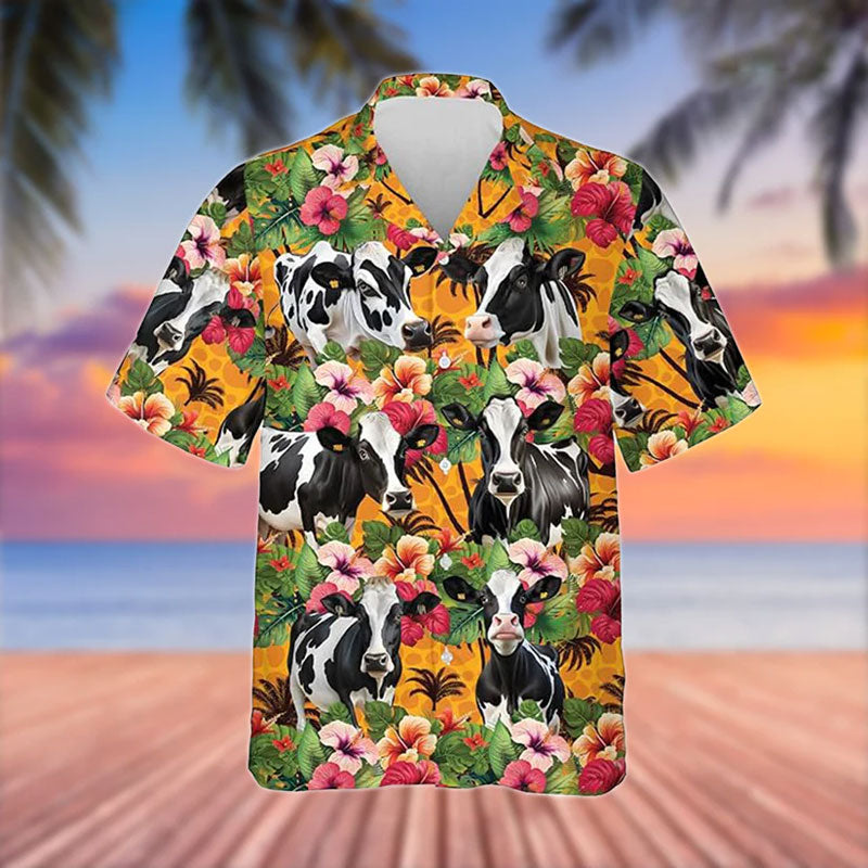 Holstein Cattle 3D Hawaiian Flower Shirt