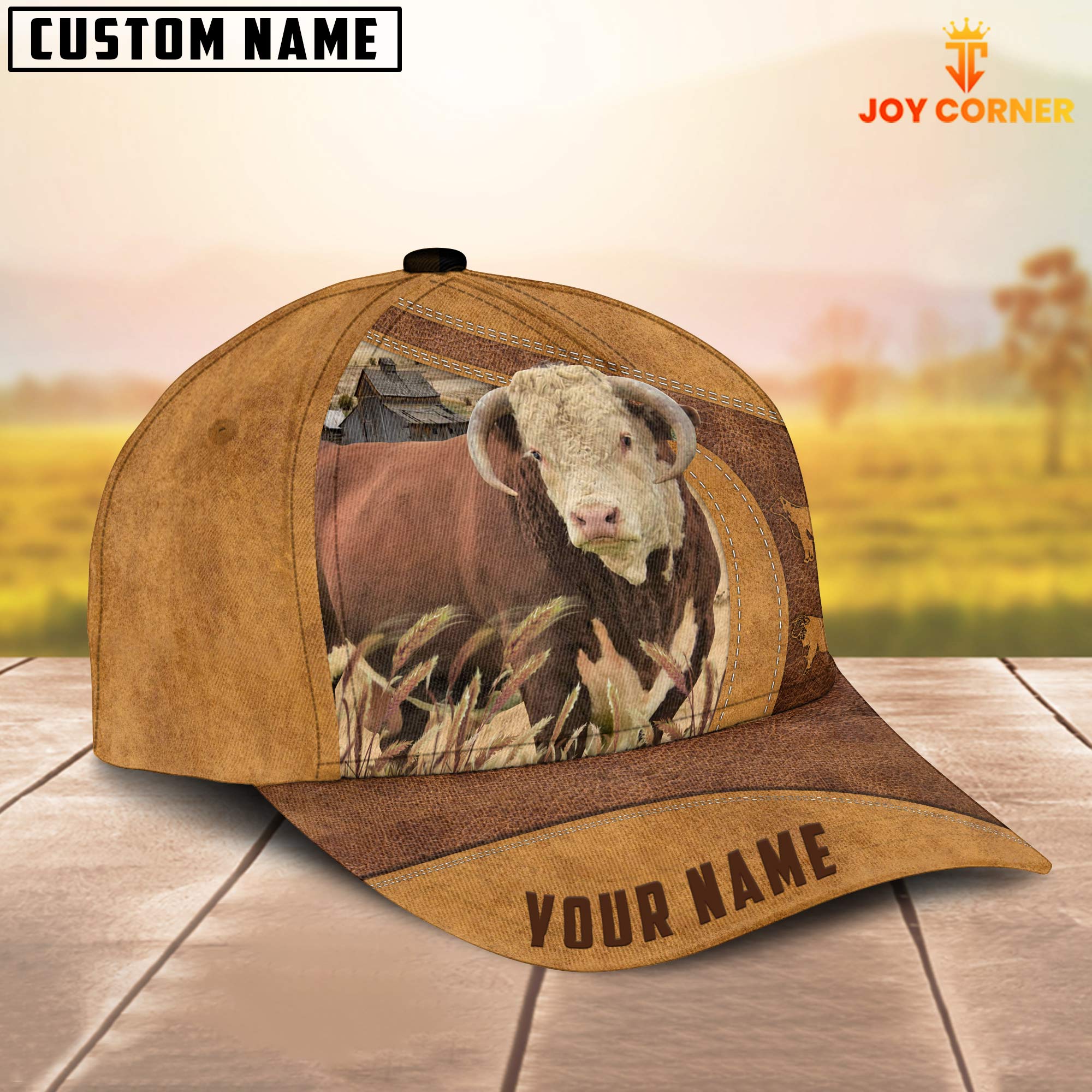 Custom Name Farm Horned Hereford Cap