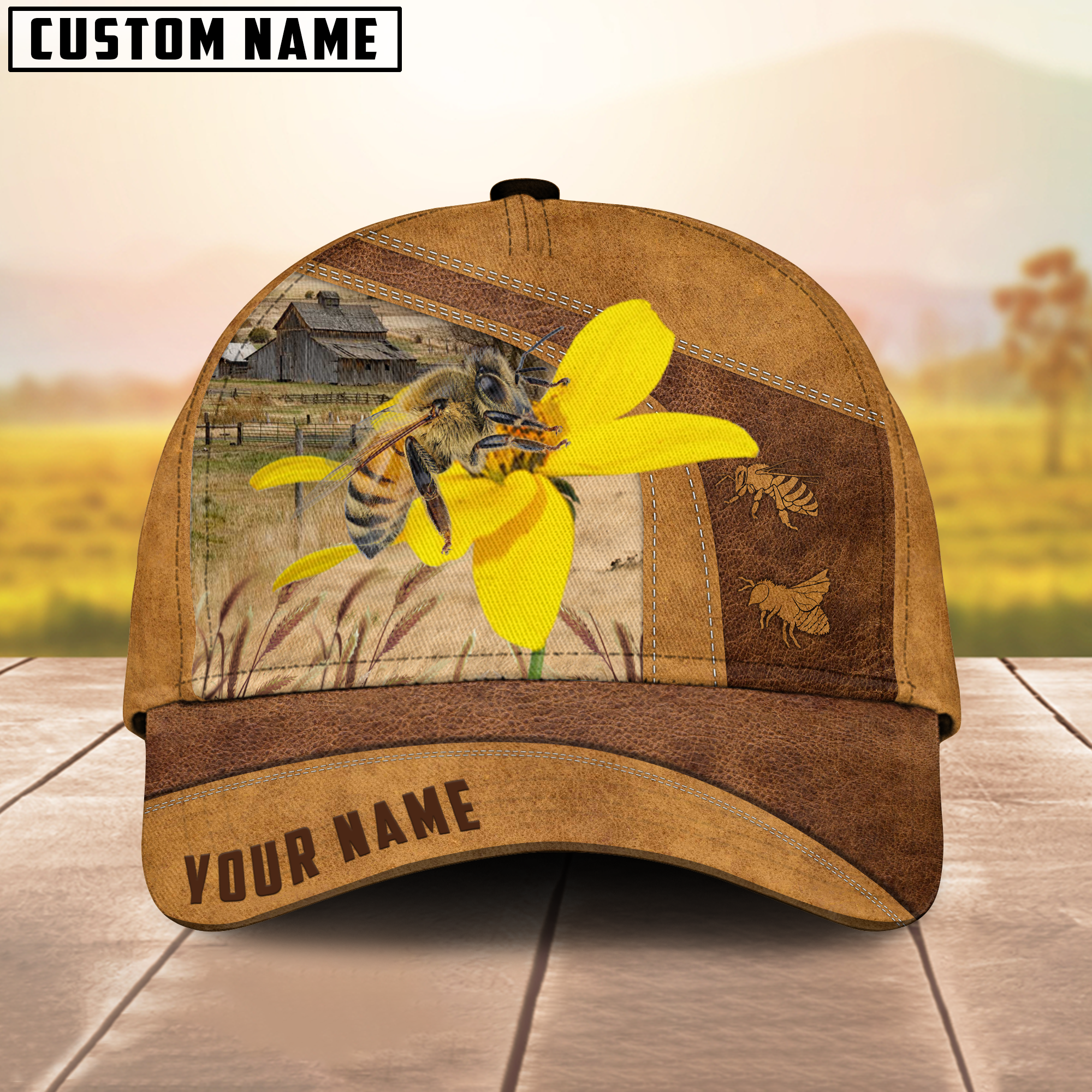 Honey Bee Custom Name Retro Cap