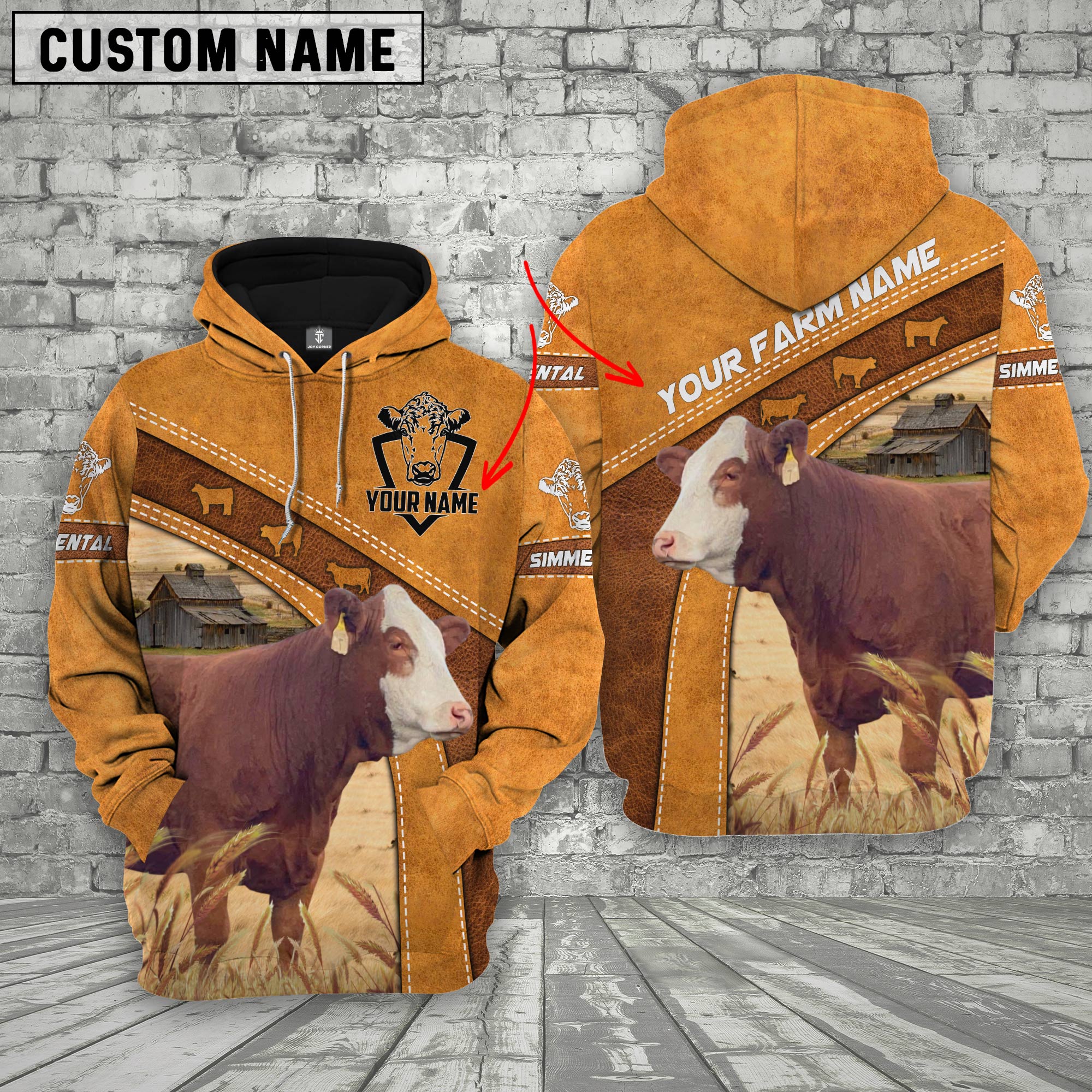 Simmental Custom Name Retro Hoodie