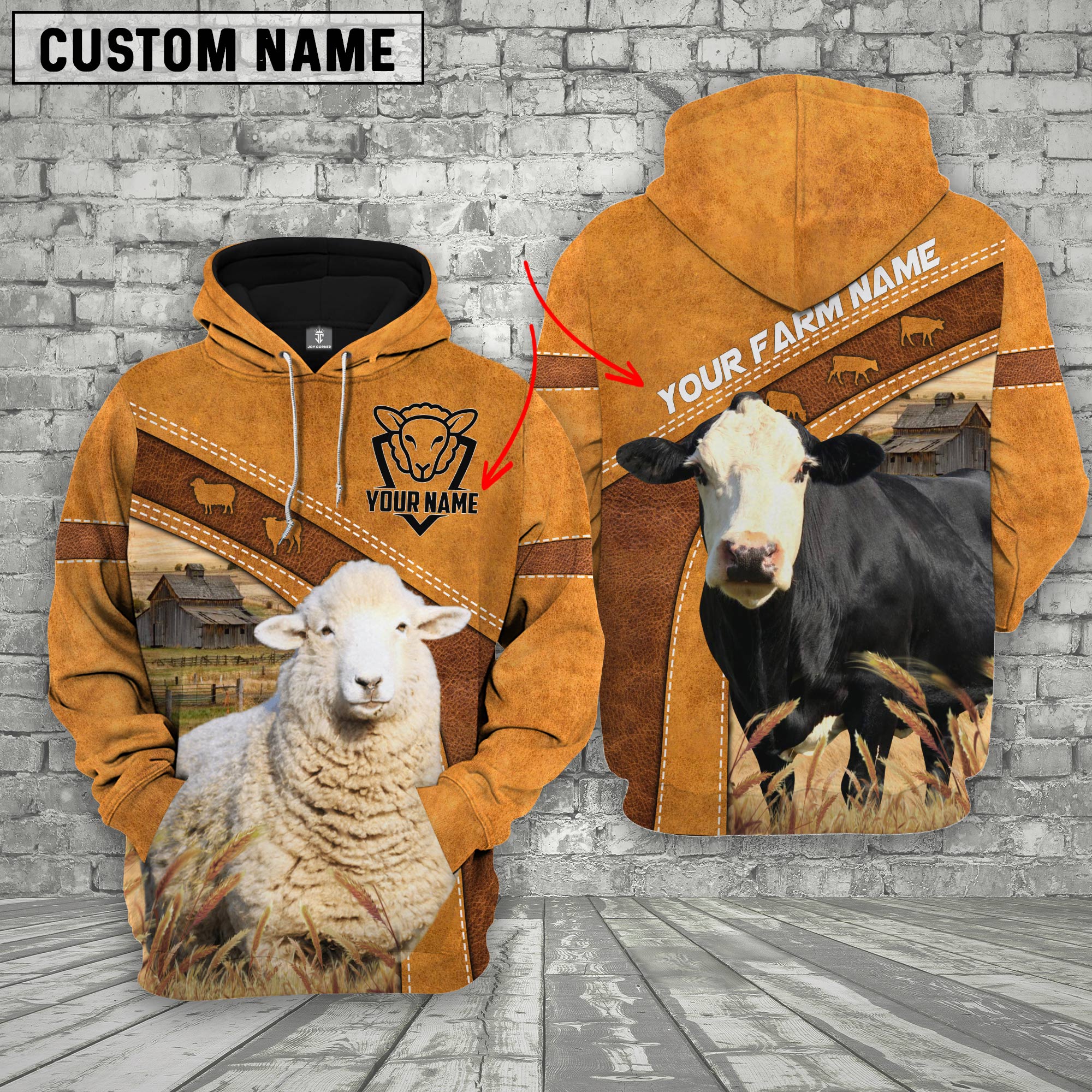 Sheep & Black Baldy Custom Name Printed Cattle 3D Hoodie