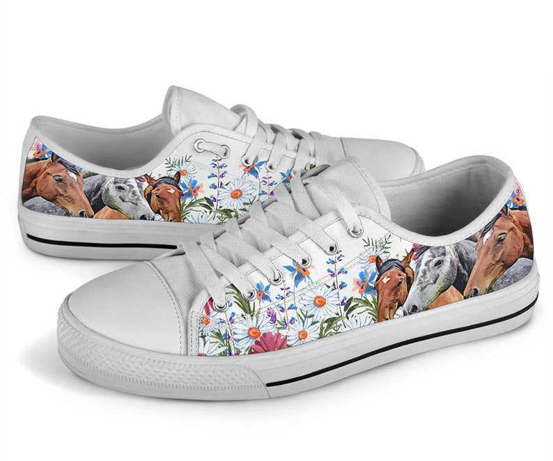 Horse and Flowers Low Top Shoes