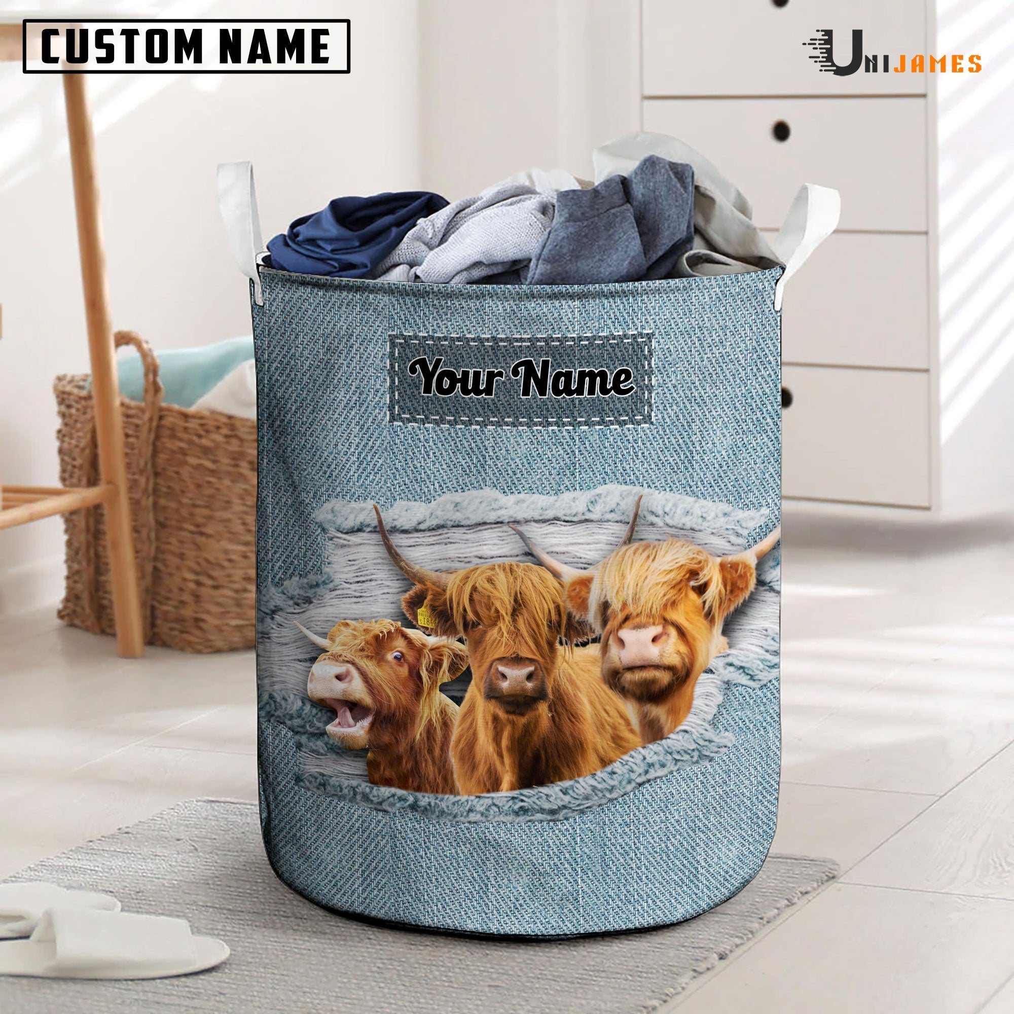 Highland Custom Name Jeans Laundry Basket