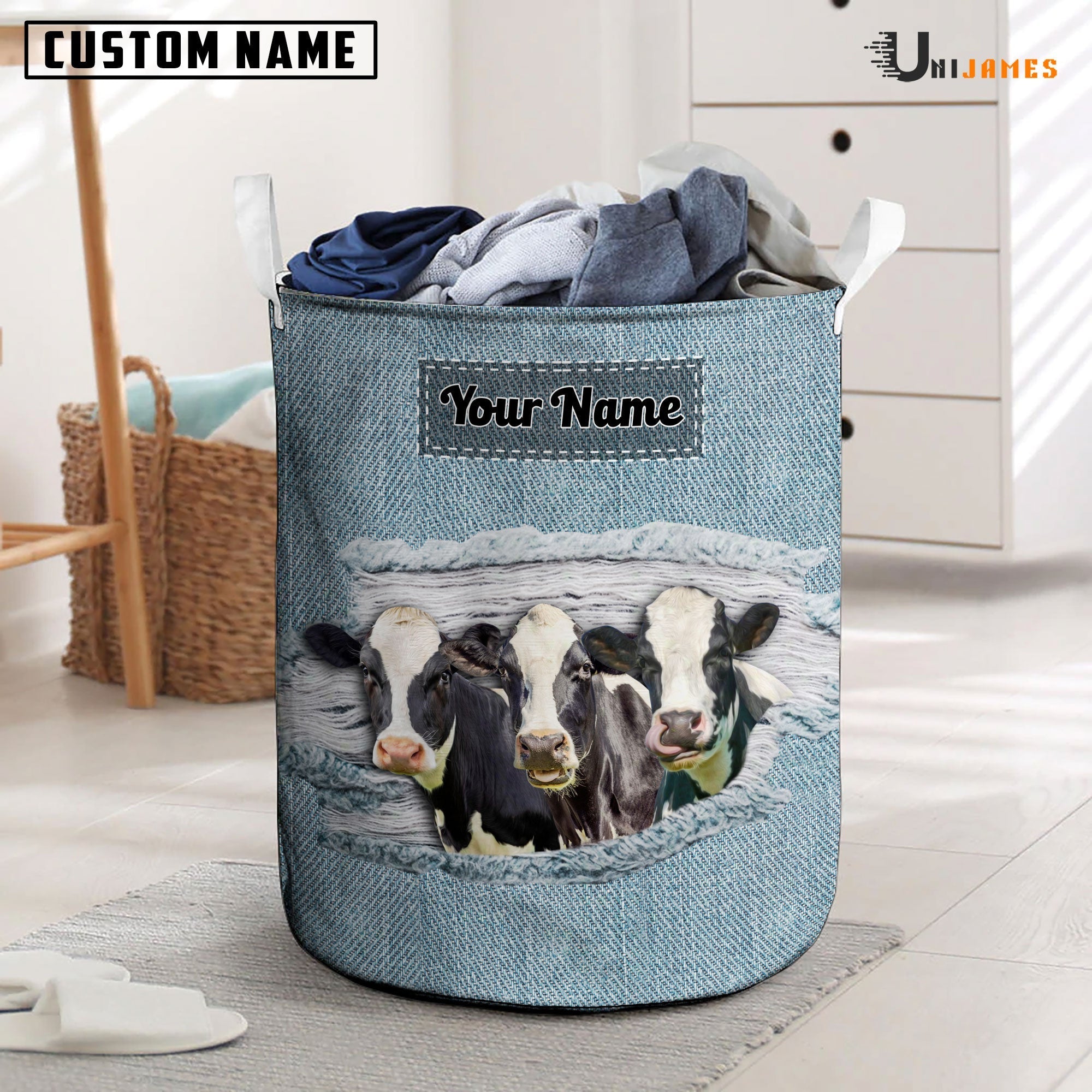 Holstein Custom Name Jeans Laundry Basket
