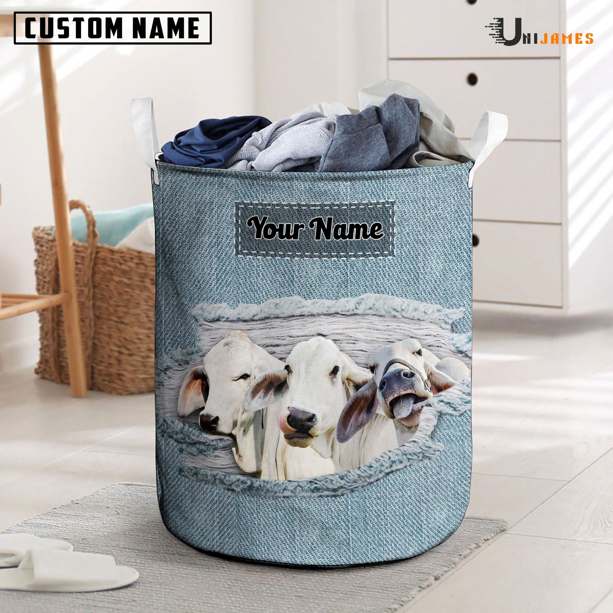 Brahman Custom Name Jeans Laundry Basket