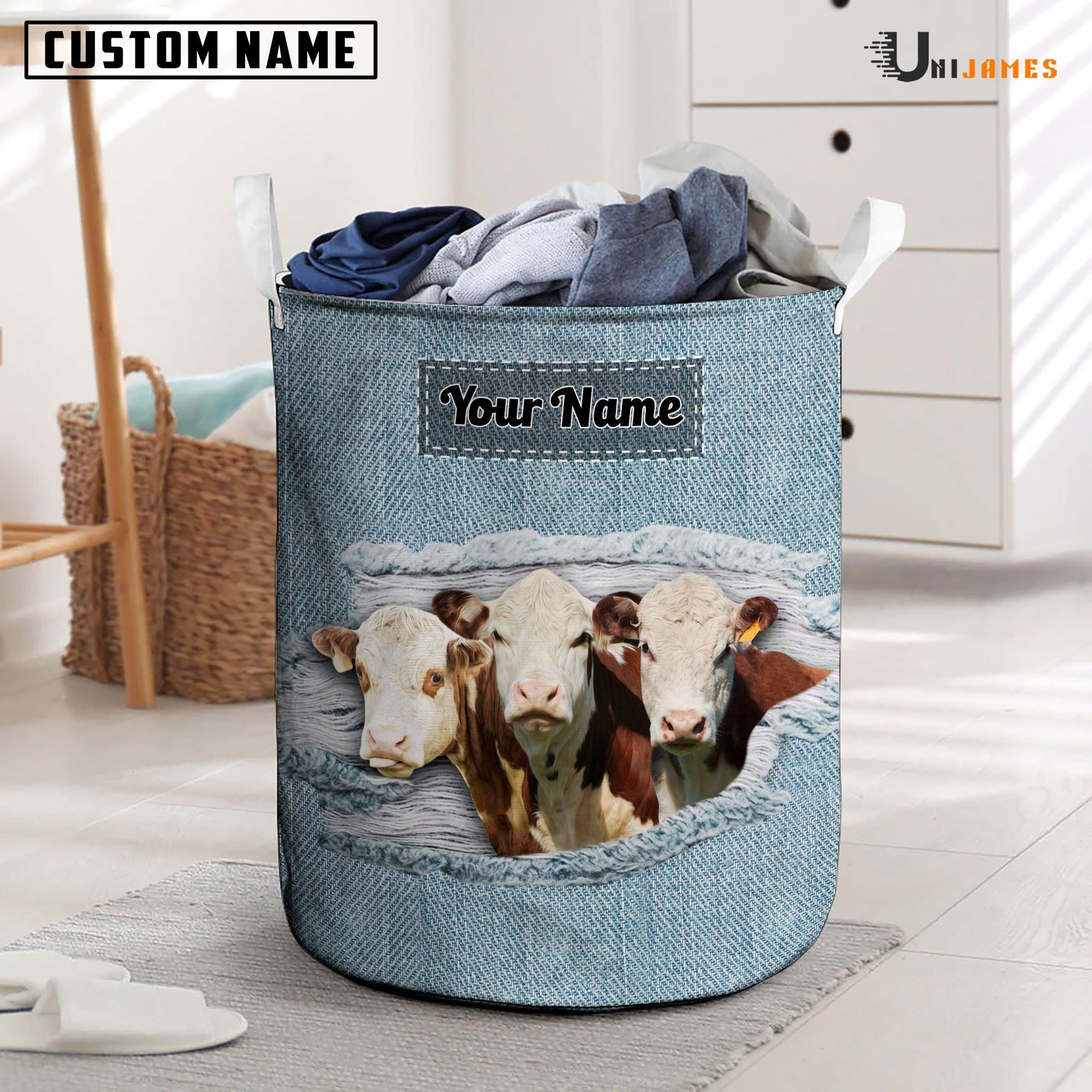 Hereford Custom Name Jeans Laundry Basket