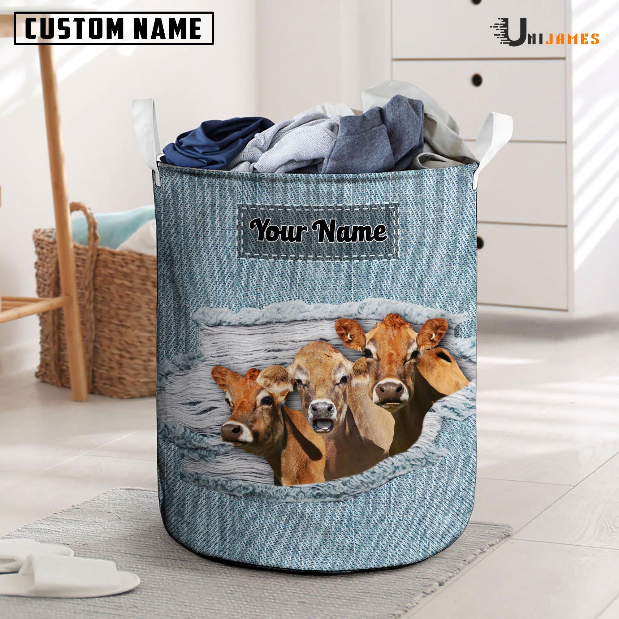 Jersey Custom Name Jeans Laundry Basket