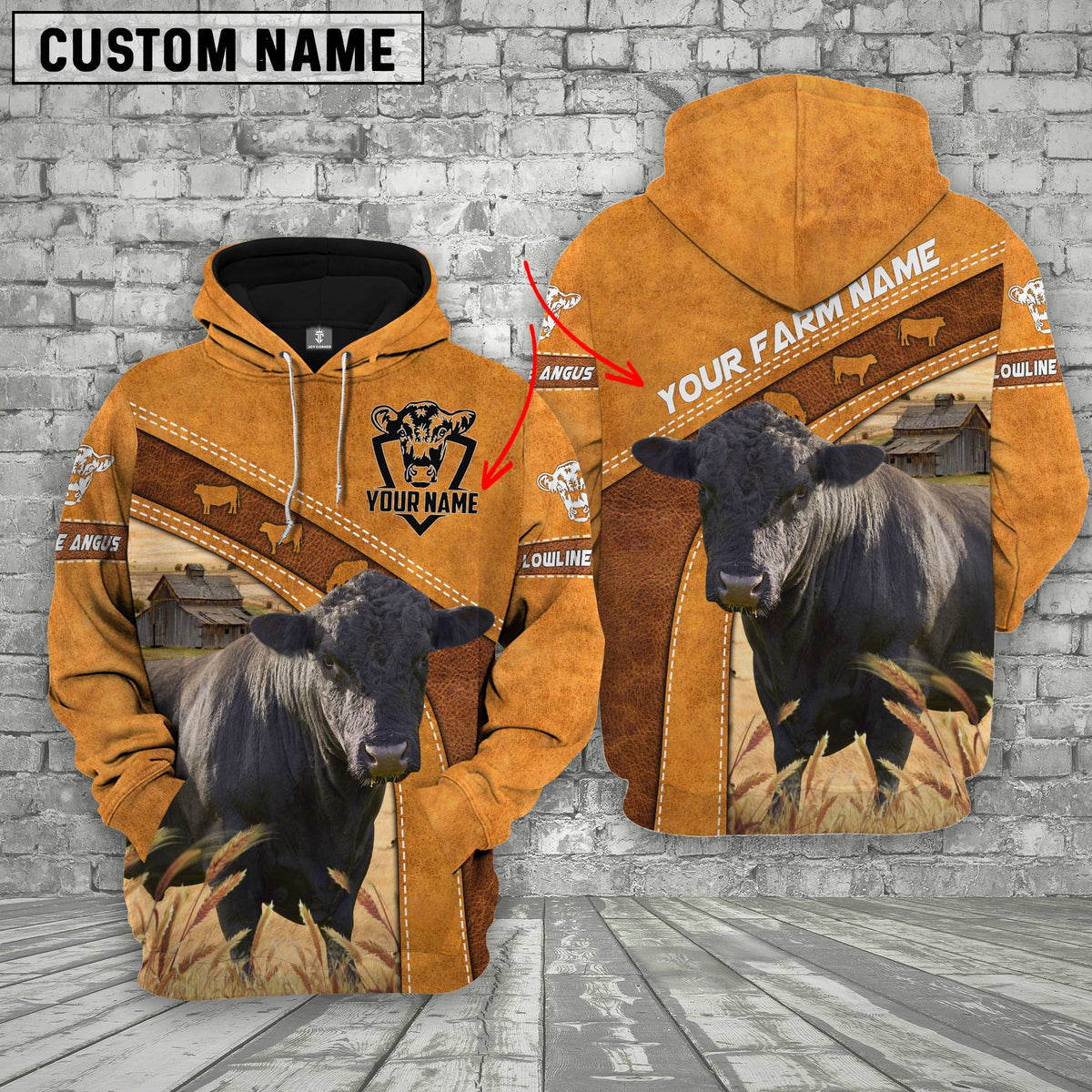 Personalized Name 3D Lowline Angus Hoodie