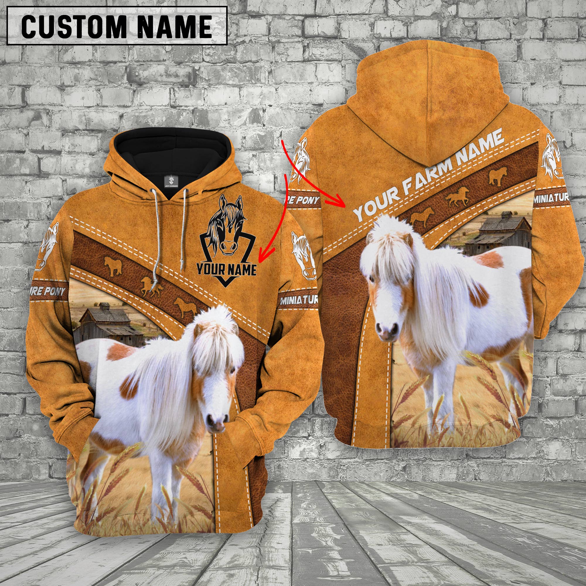Miniature Pony 3D Customized Name - Farm Name Hoodie