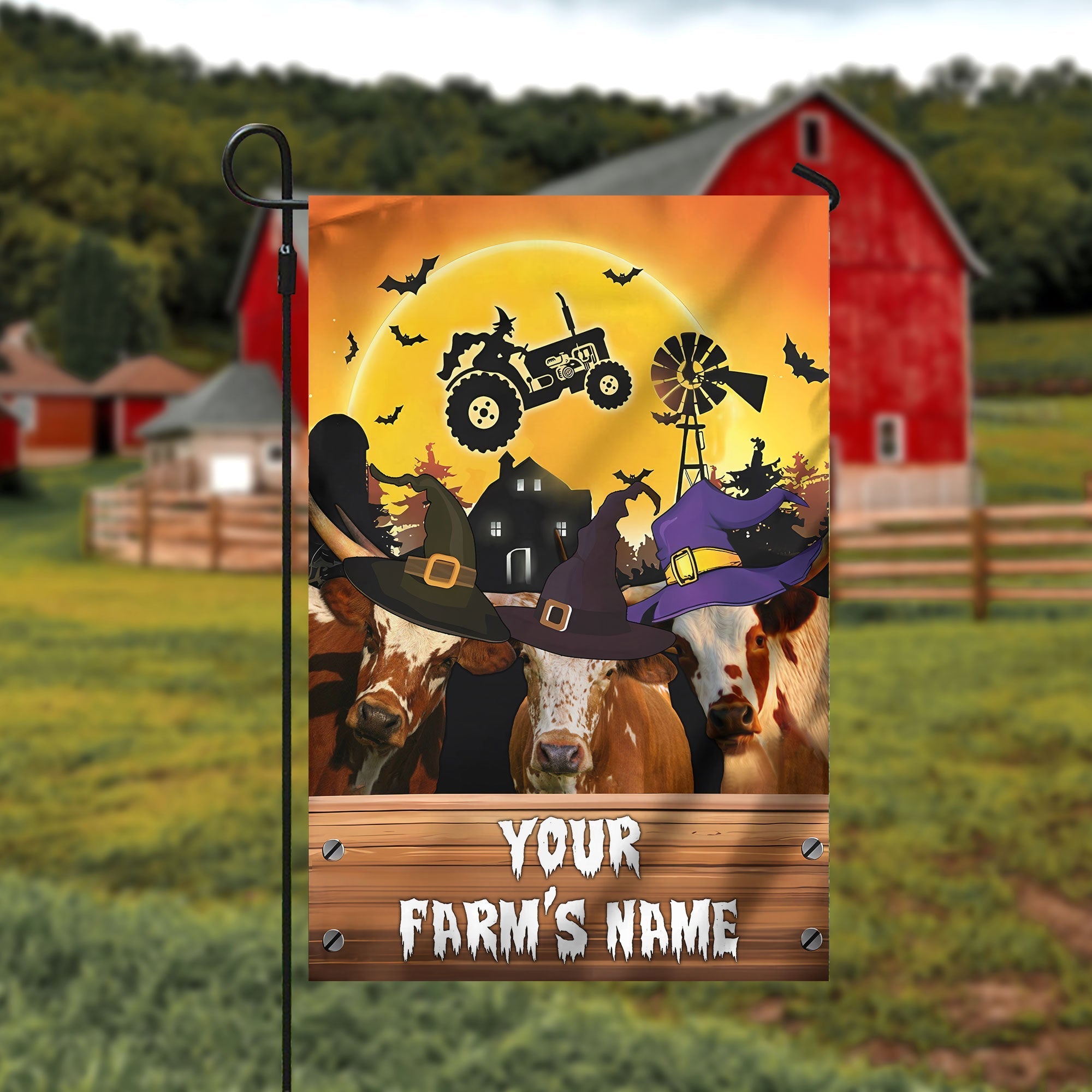Texas Longhorn Farming Customized Name 3D Flag