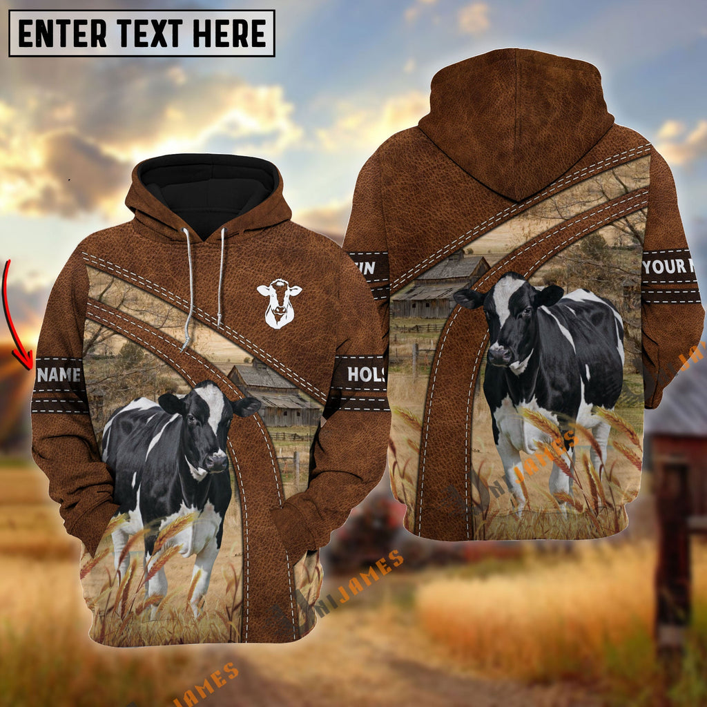 Holstein Custom Name On Sleeve 3D Hoodie