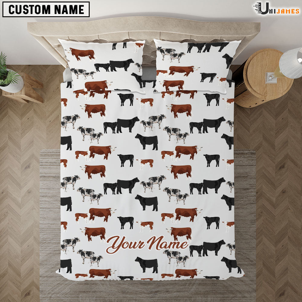 Cattle Breed Pattern Custom Name Bedding Set