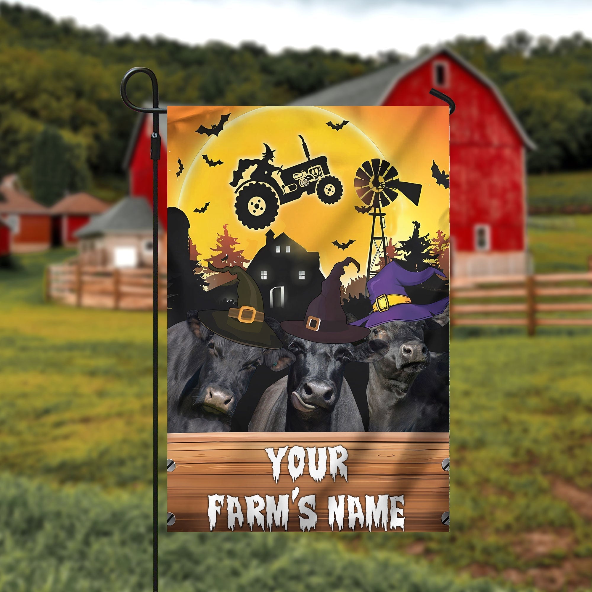 Black Angus Farming Customized Name 3D Flag