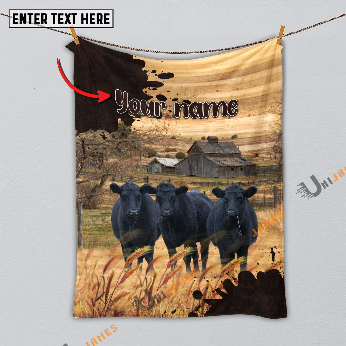 Personalized Name Diligent Black Angus Blanket