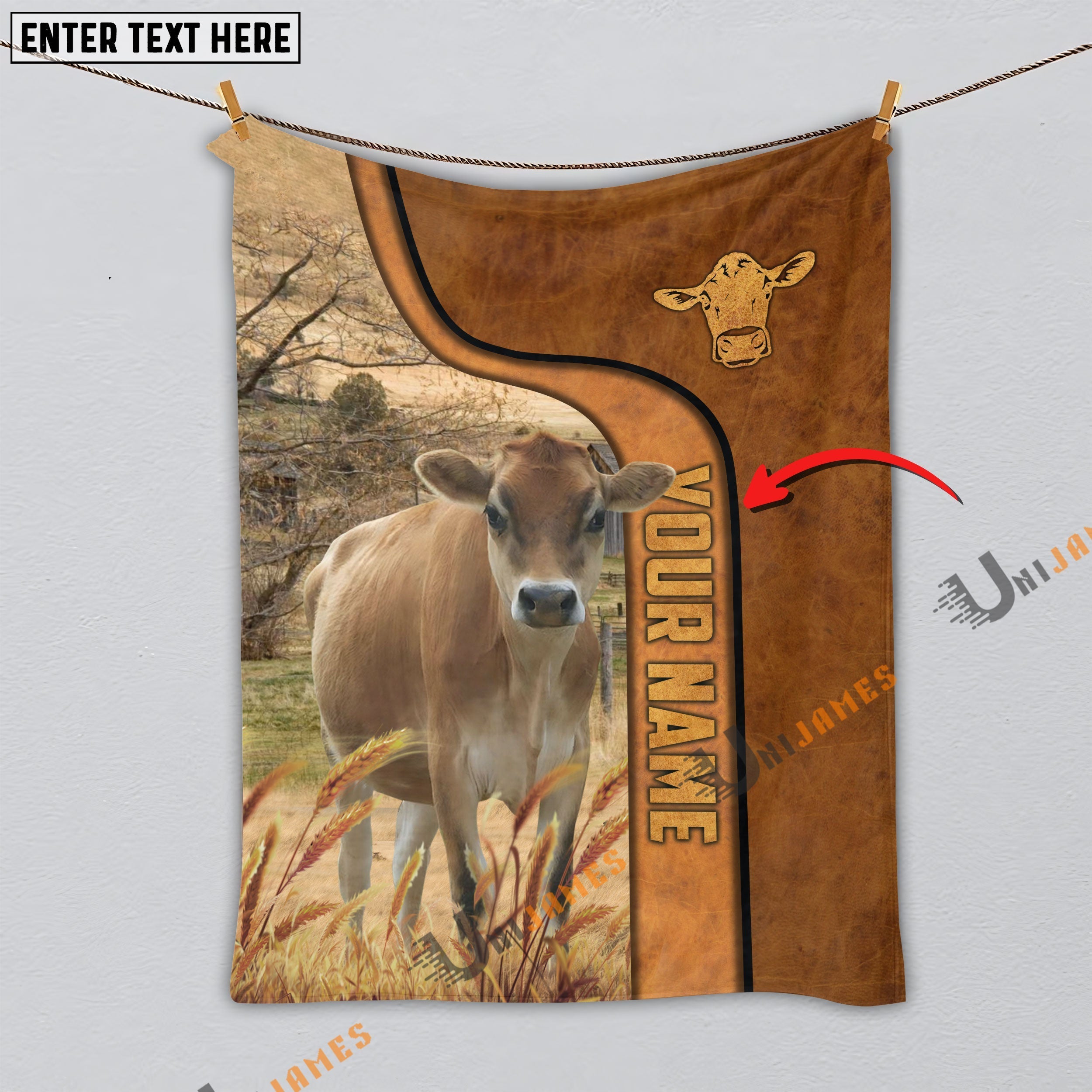 Personalized Name Jersey Premium Brown Pattern Blanket